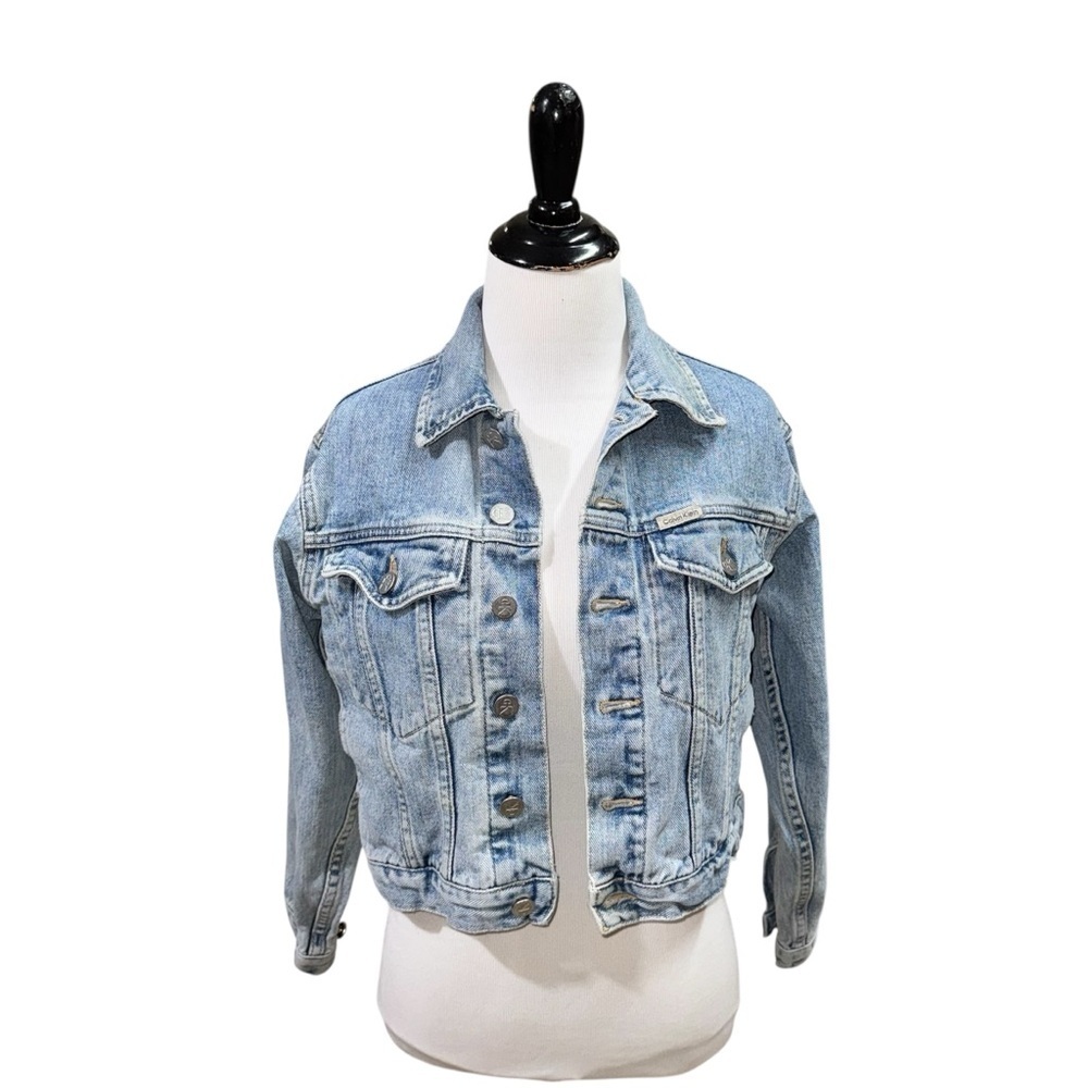 Calvin Klein Women's S Small Vintage 90's Cropped Denim Jacket Jeans Made in USA